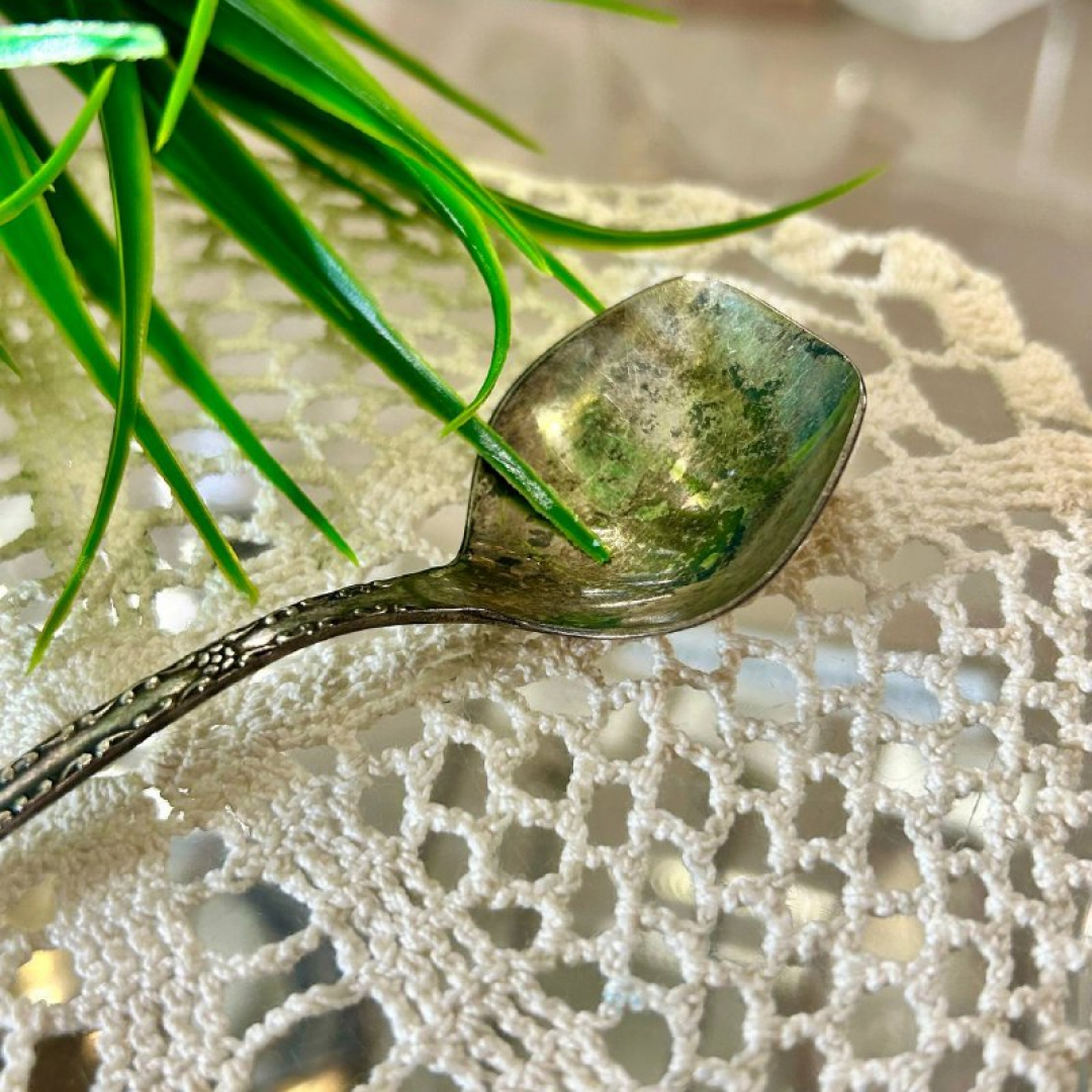 Совок для сахара "Нова" Таллинский ЮЗ. Мнц с серебрением, маркировка, патина. Винтаж, СССР. Картинка 3